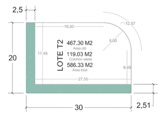 Plano original de Tipo 02 con medidas del terreno