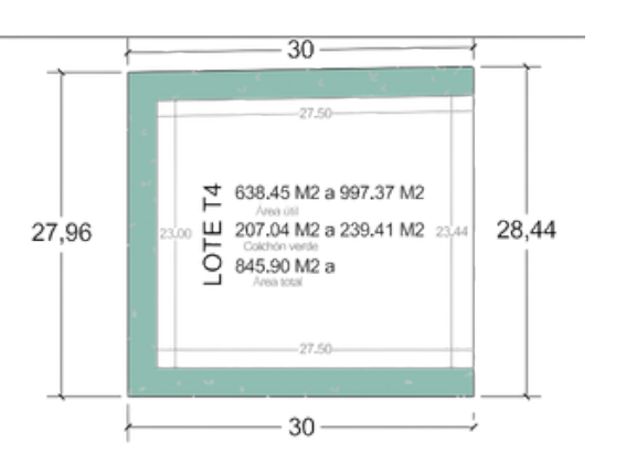 Plano original de Tipo 04 con medidas del terreno